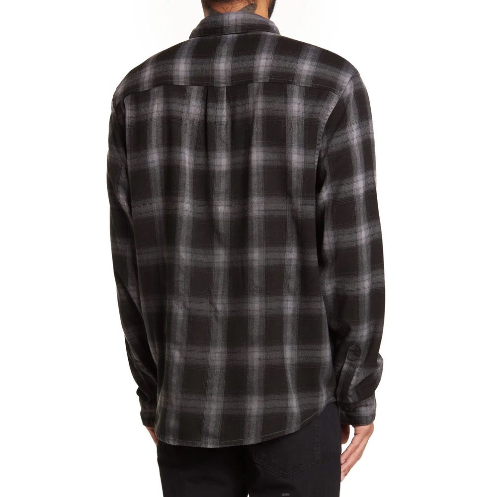 NWT Ksubi Consciousness Plaid Print Flannel Shirt Men's Size XL Ombre Gray Black - Picture 5 of 16